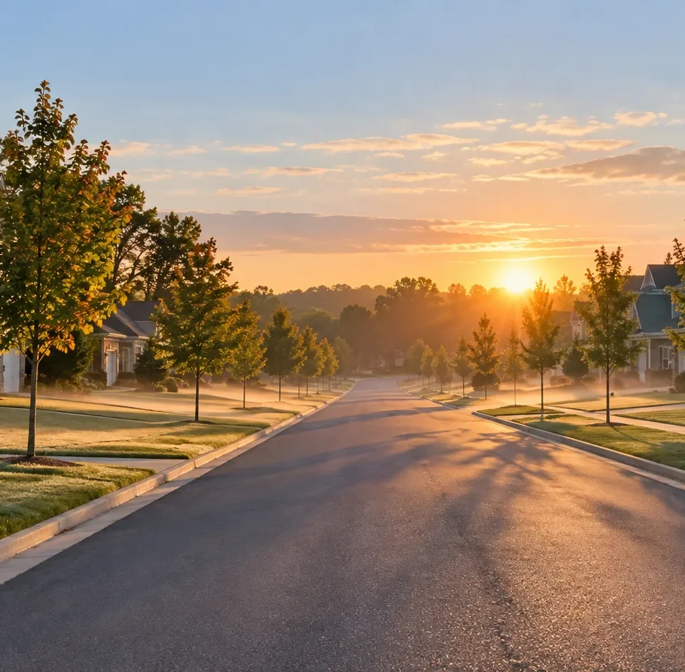 A quiet suburban street of family homes