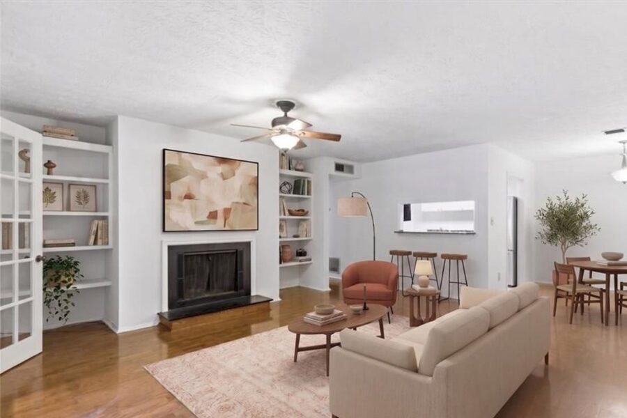 Virtually staged living room at 1011 Summit North Drive NE